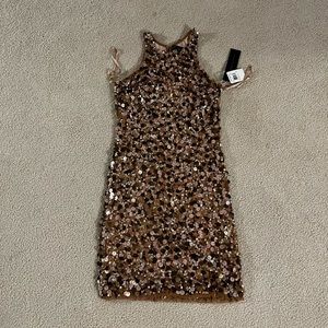 Aiden mattox nude blush & copper sequin tank dress size 2